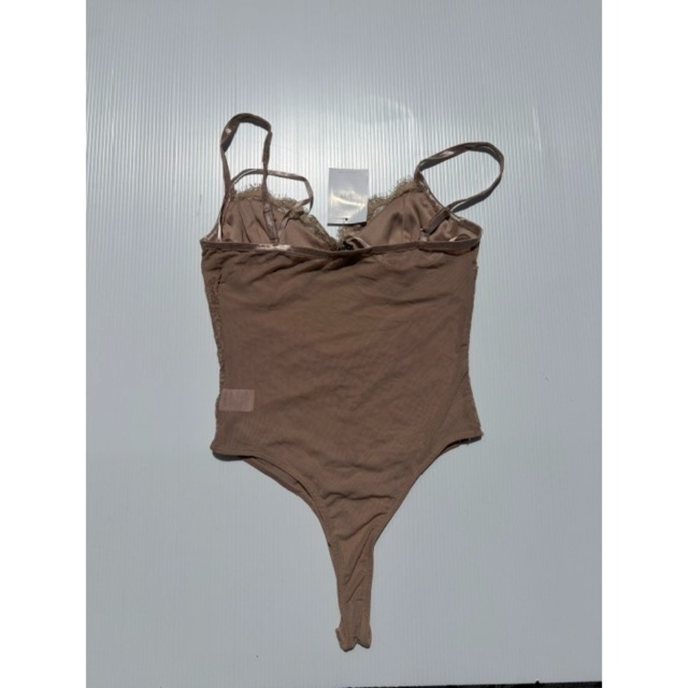 Forever 21 Bodysuit Women's Small Mocha Brown‎ Lace Trim Corset Style Festival - Picture 16 of 16